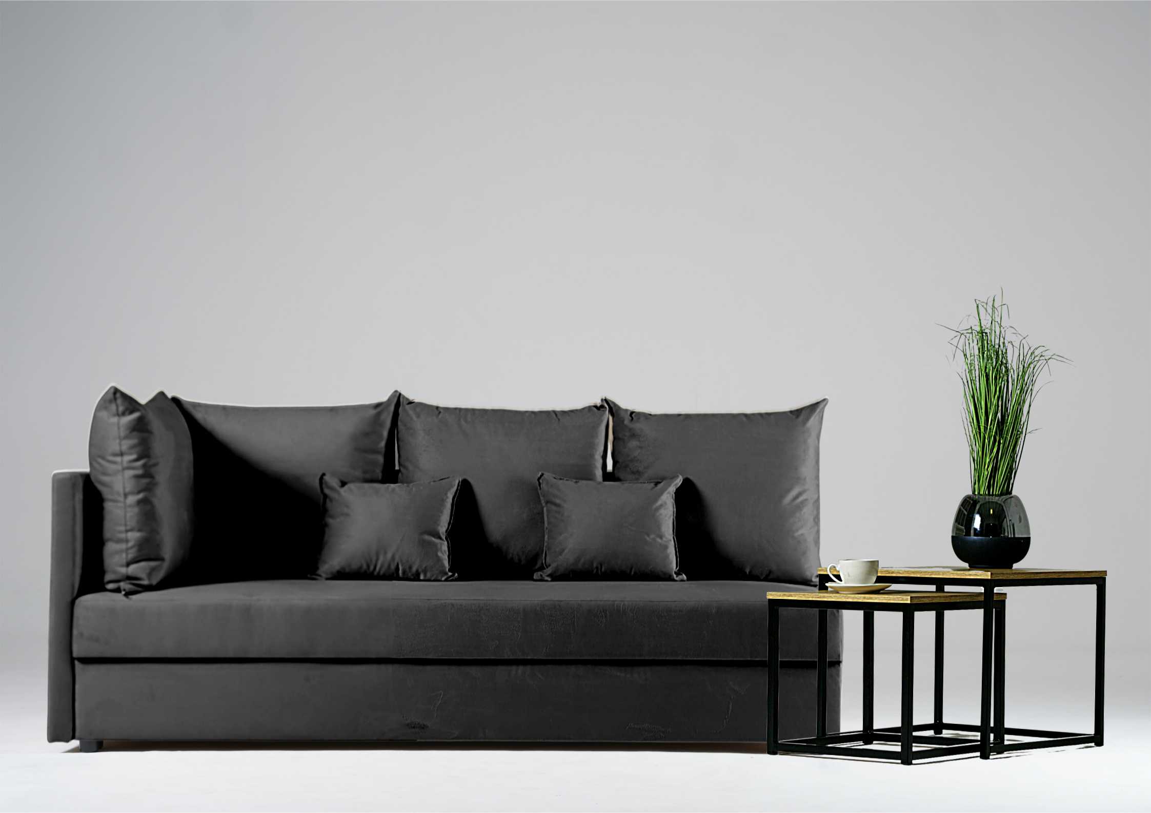 Grafitowa sofa do salonu Mobo